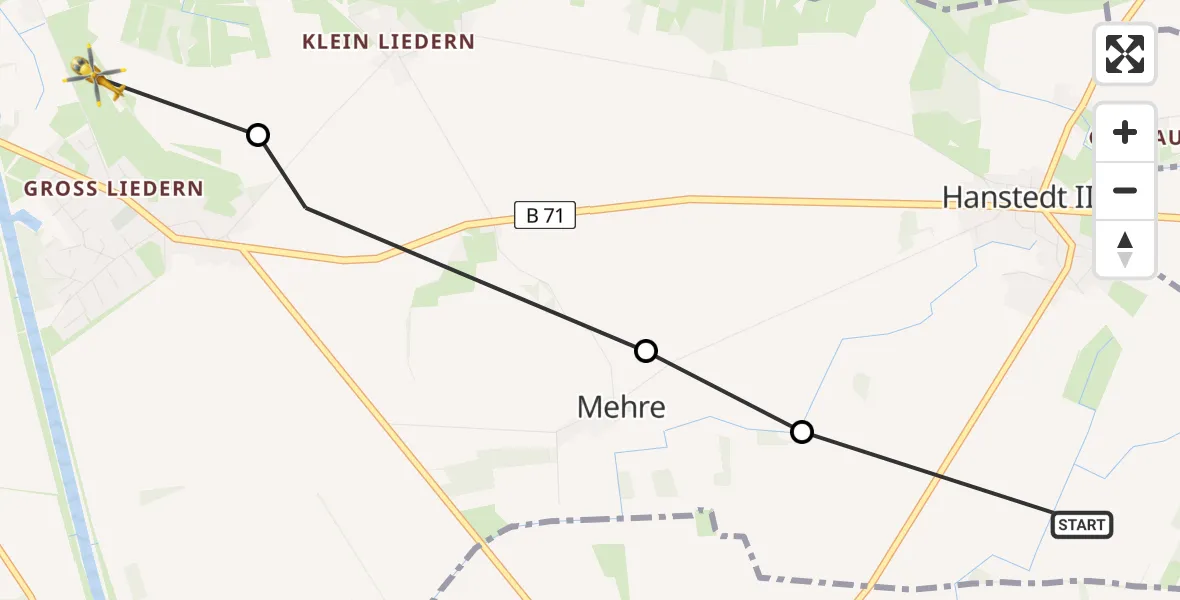 Flugroute Rettungshubschrauber Hanstedt II - Uelzen, 25 März 2026, 11:26