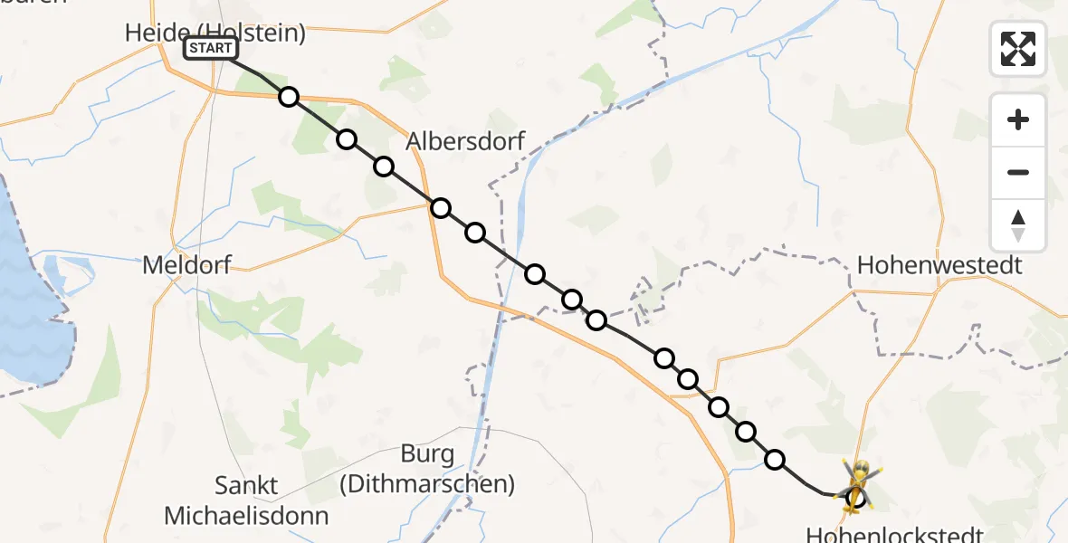 Flugroute Rettungshubschrauber Heide - Ridders, 25 März 2026, 11:34