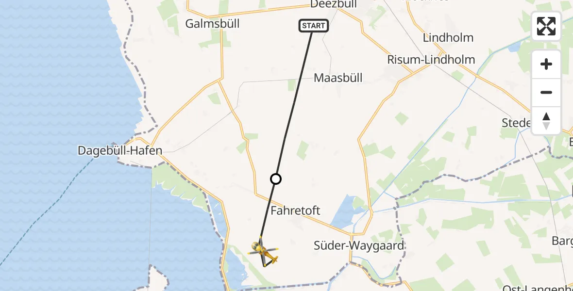 Flugroute Rettungshubschrauber Galmsbüll - Fahretoft, 25 März 2026, 12:47