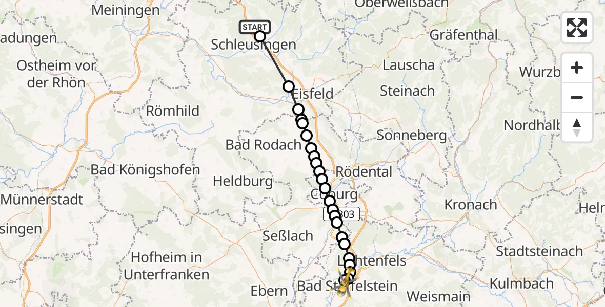 Routekaart van de vlucht: Rettungshubschrauber nach Unnersdorf, Am Kurpark