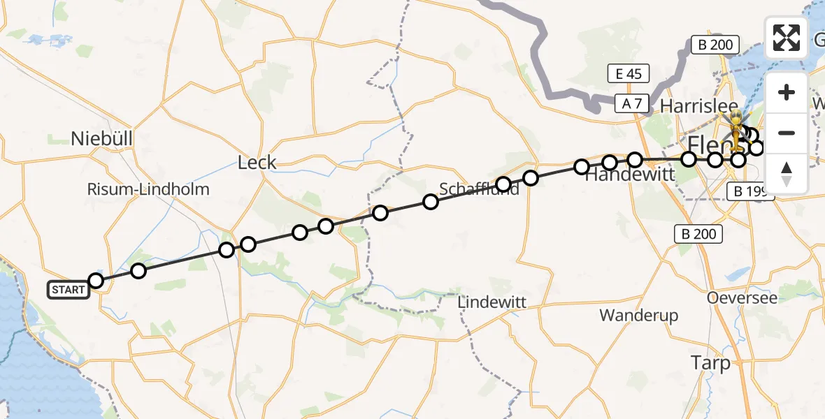 Flugroute Rettungshubschrauber Fahretoft - Neustadt, 25 März 2026, 13:14