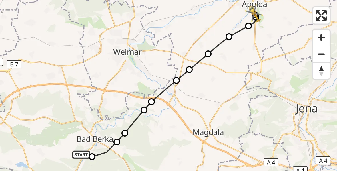 Routekaart van de vlucht: Ambulanzhubschrauber nach Robert Koch Hospital