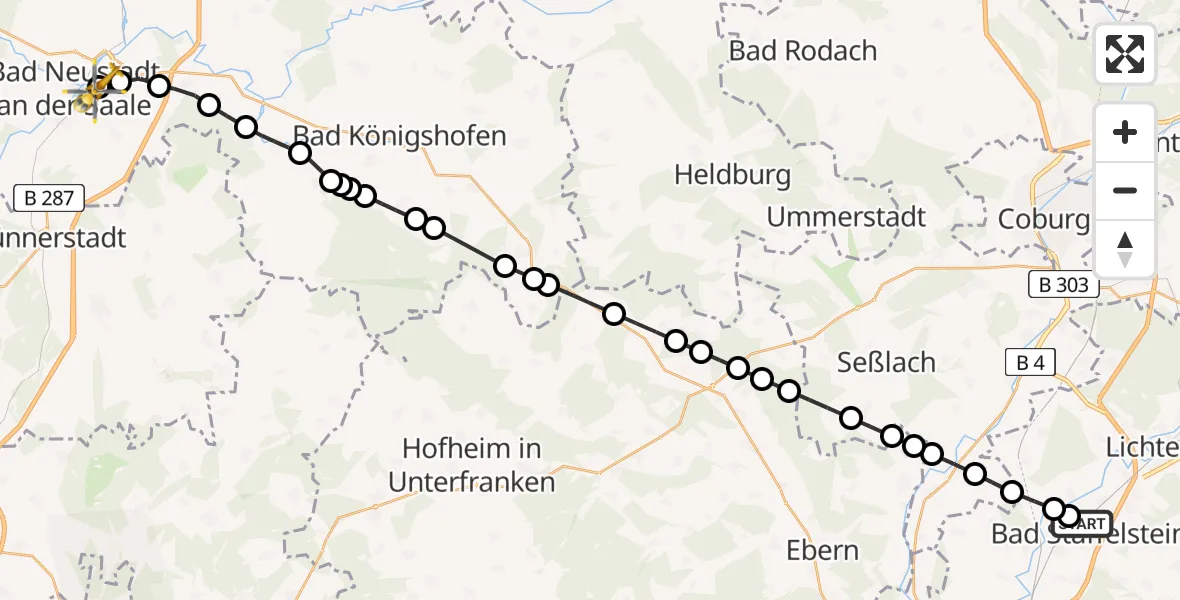 Routekaart van de vlucht: Rettungshubschrauber nach Bad Neustadt an der Saale Hospital