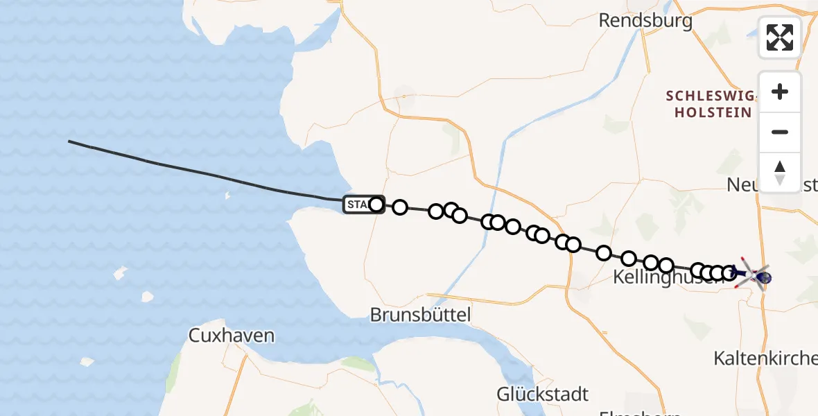 Routekaart van de vlucht: Polizeihubschrauber nach Wiemersdorf