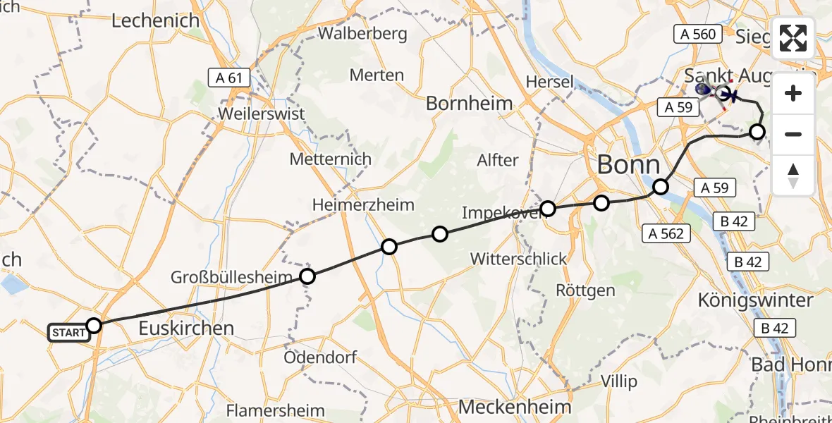 Flugroute Polizeihubschrauber Enzen - Bonn-Hangelar Flugplatz, 25 März 2026, 14:30