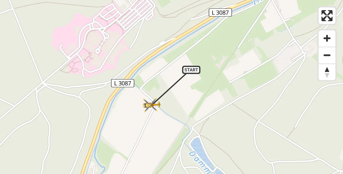 Flugroute Ambulanzhubschrauber Bad Berka - Bad Berka Zentralklinik Hubschrauberlandeplatz, 25 März 2026, 15:12