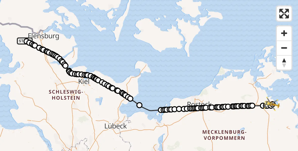 Routekaart van de vlucht: Rettungshubschrauber nach Greifswald Hospital