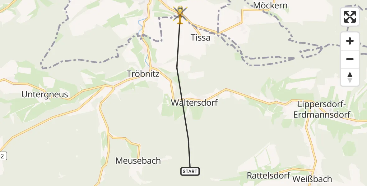 Routekaart van de vlucht: Rettungshubschrauber nach Hainbücht, Tissaer Weg