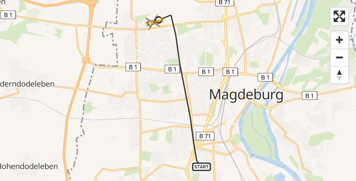 Routekaart van de vlucht: Rettungshubschrauber nach Magdeburg Hospital