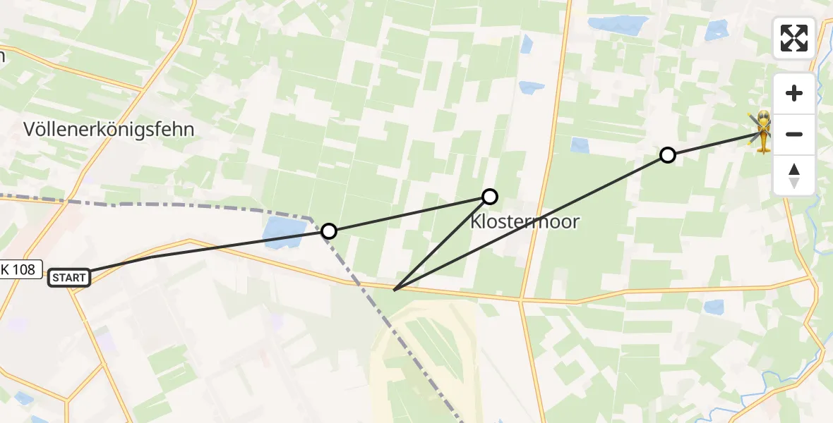Flugroute Rettungshubschrauber Papenburg - Langholt, 25 März 2026, 16:54