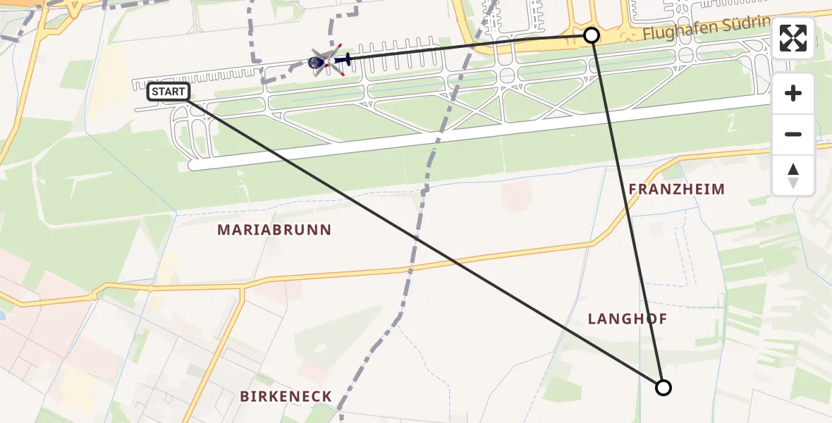 Flugroute Polizeihubschrauber München Flughafen - München Flughafen, 25 März 2026, 16:56