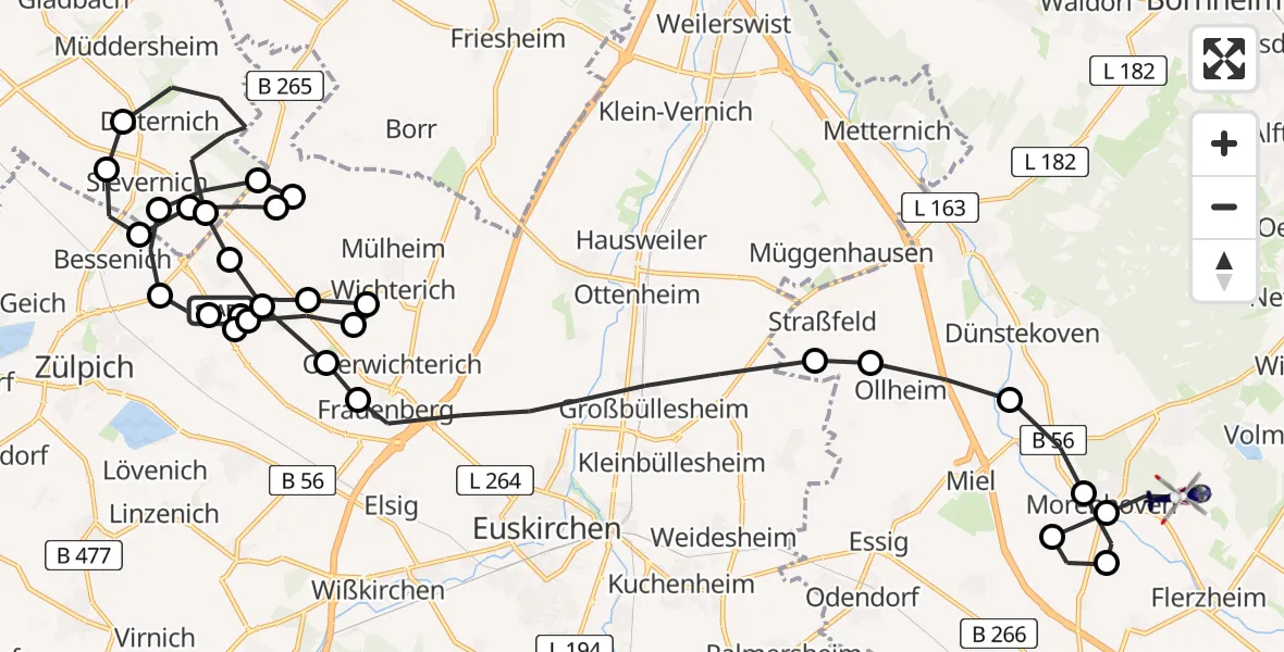 Flugroute Polizeihubschrauber Rövenich - Buschhoven, 25 März 2026, 17:00