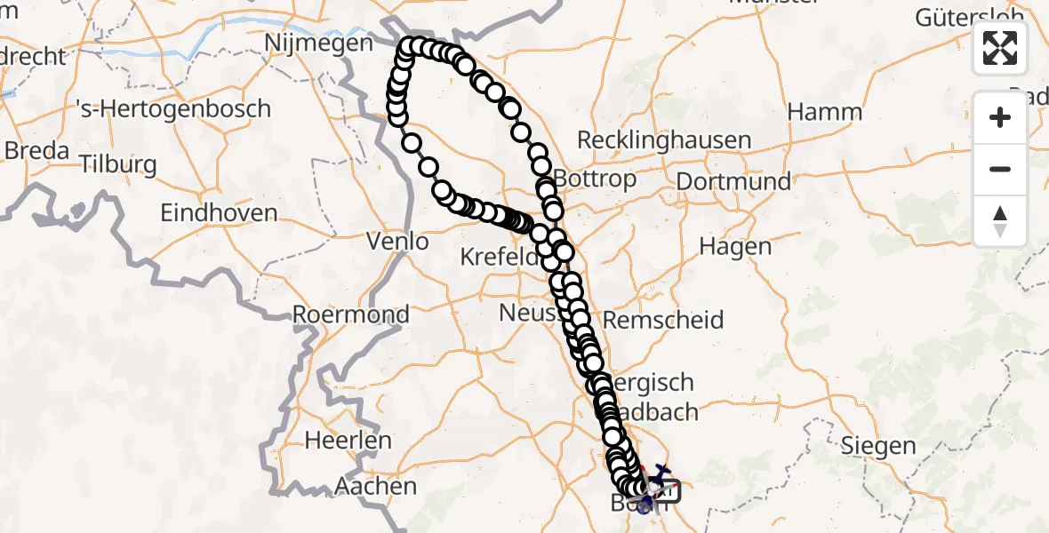 Routekaart van de vlucht: Polizeihubschrauber nach Sankt Augustin, Richthofenstraße
