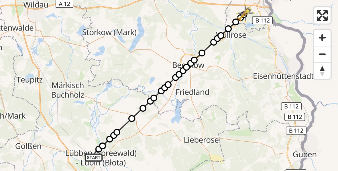 Routekaart van de vlucht: Ambulanzhubschrauber nach Markendorf, Fuchsweg