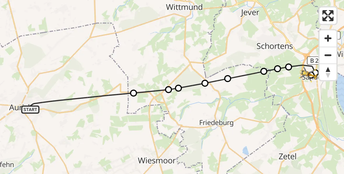Routekaart van de vlucht: Rettungshubschrauber nach Sande, Ueckermünder Straße