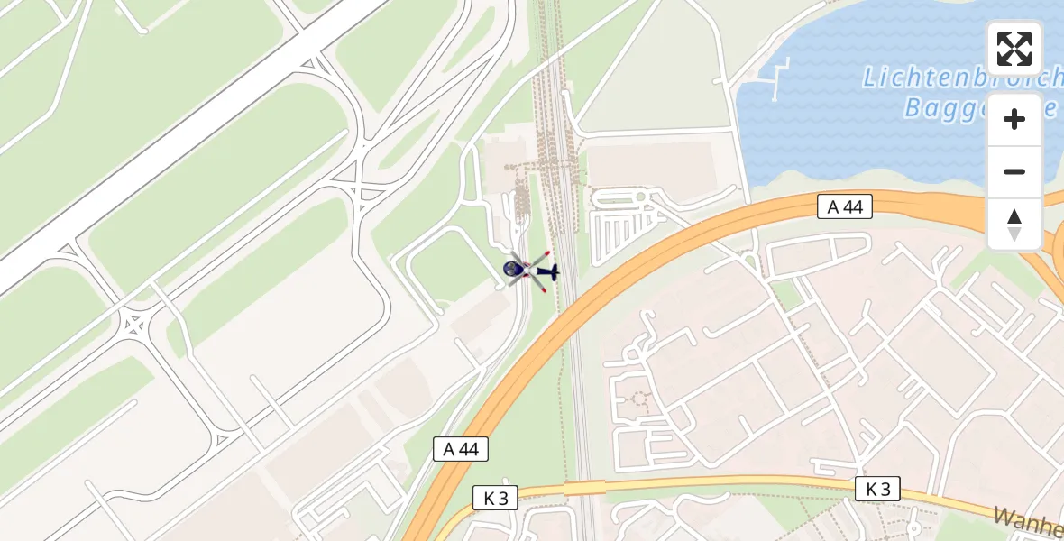 Routekaart van de vlucht: Polizeihubschrauber nach Düsseldorf Flughafen