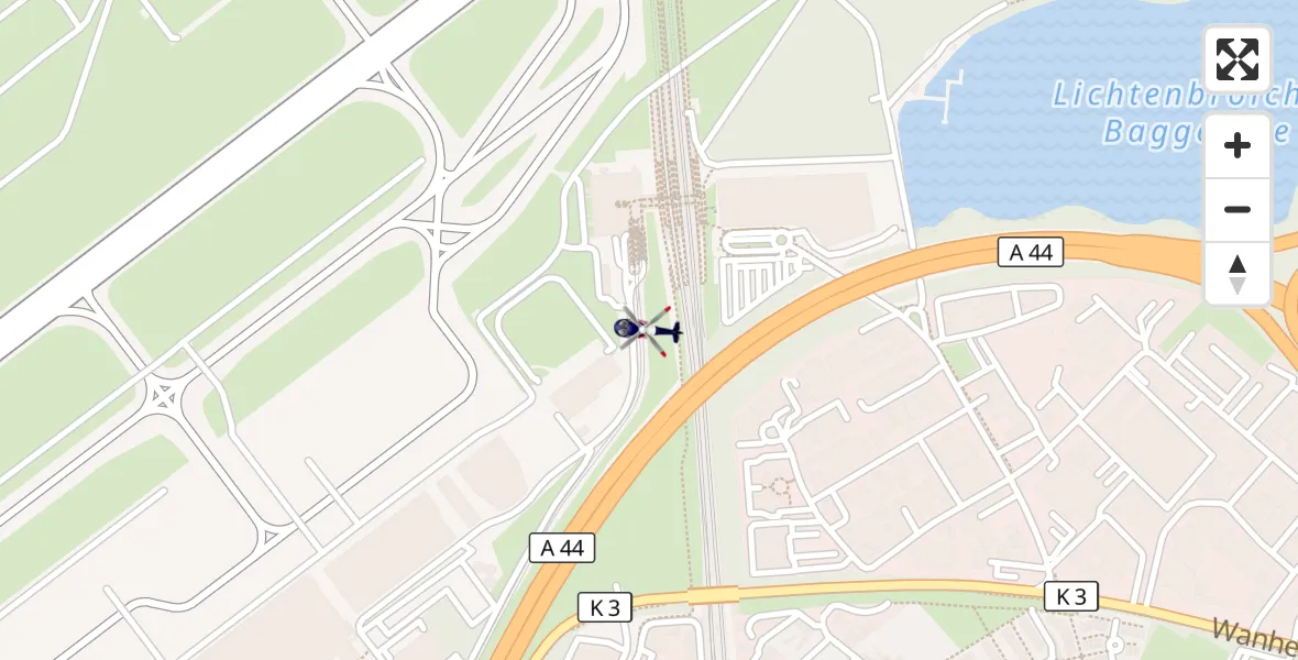 Flugroute Polizeihubschrauber Düsseldorf Flughafen - Düsseldorf Flughafen, 26 März 2026, 00:35