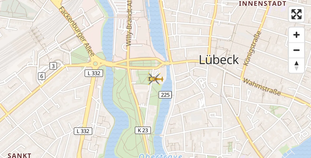 Flugroute Rettungshubschrauber Innenstadt - Innenstadt, 26 März 2026, 01:35