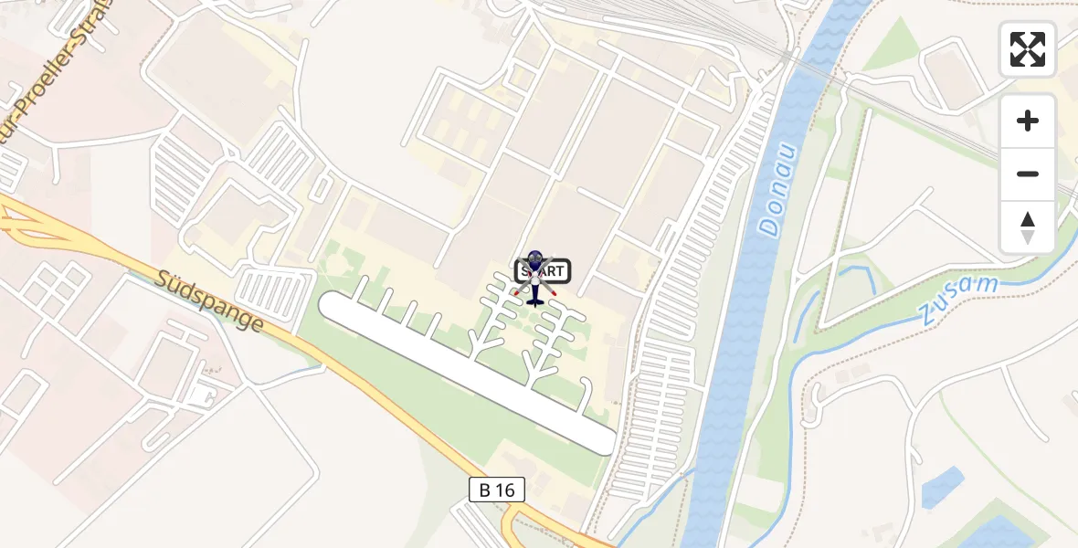 Flugroute Polizeihubschrauber Donauwörth Hubschrauberlandeplatz - Donauwörth Hubschrauberlandeplatz, 26 März 2026, 05:58