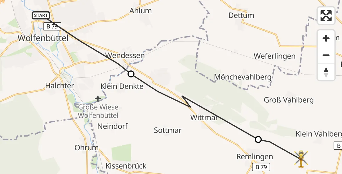 Routekaart van de vlucht: Rettungshubschrauber nach Remlingen