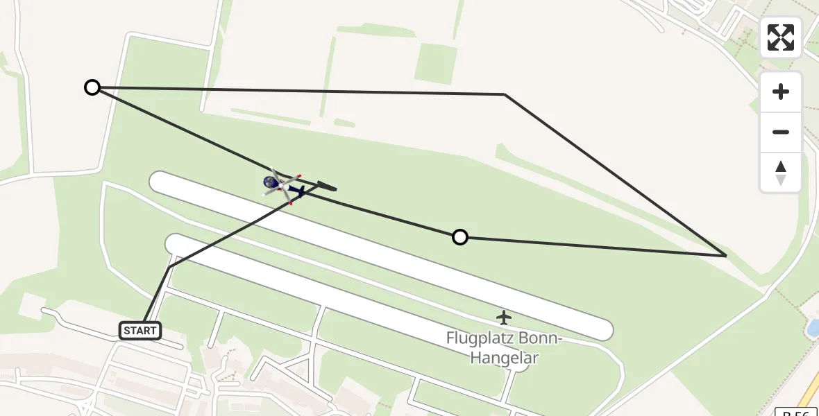 Routekaart van de vlucht: Polizeihubschrauber nach Bonn-Hangelar Flugplatz