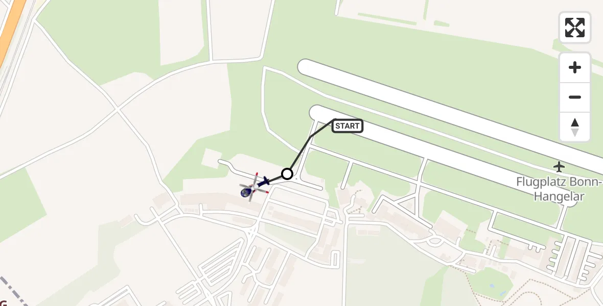 Flugroute Polizeihubschrauber Bonn-Hangelar Flugplatz - Sankt Augustin, 26 März 2026, 07:40