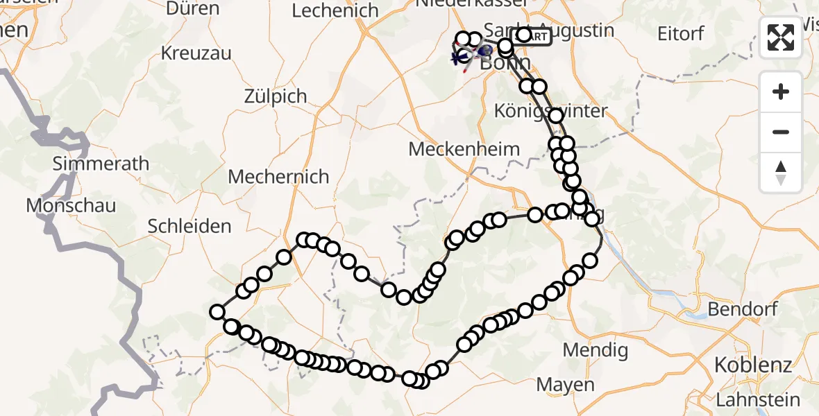 Routekaart van de vlucht: Polizeihubschrauber nach Alfter, L 183n
