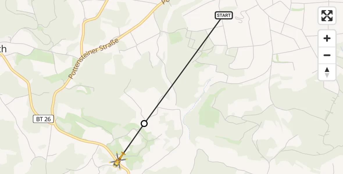 Flugroute Rettungshubschrauber Hohenmirsberg - Haßlach, 26 März 2026, 08:42