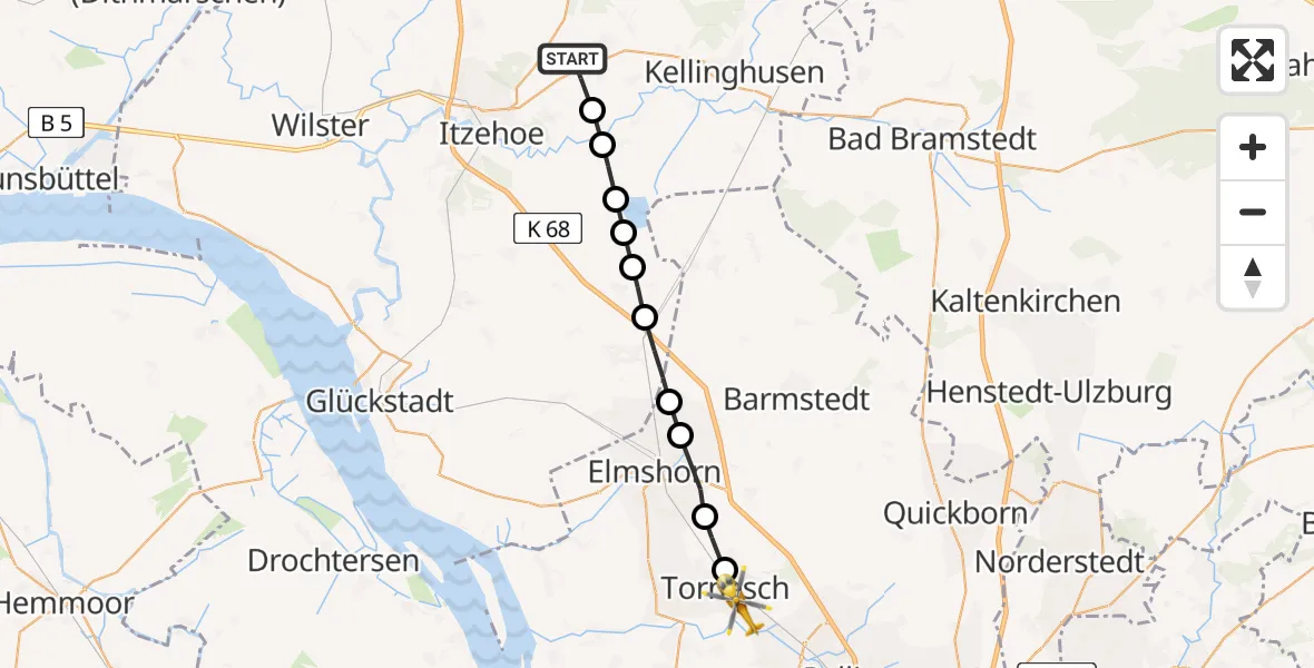 Routekaart van de vlucht: Rettungshubschrauber nach Tornesch, In de Hörn