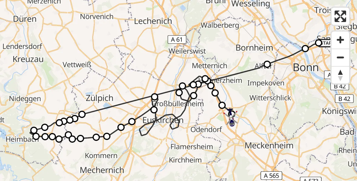 Flugroute Polizeihubschrauber Meindorf - Miel, 26 März 2026, 09:09