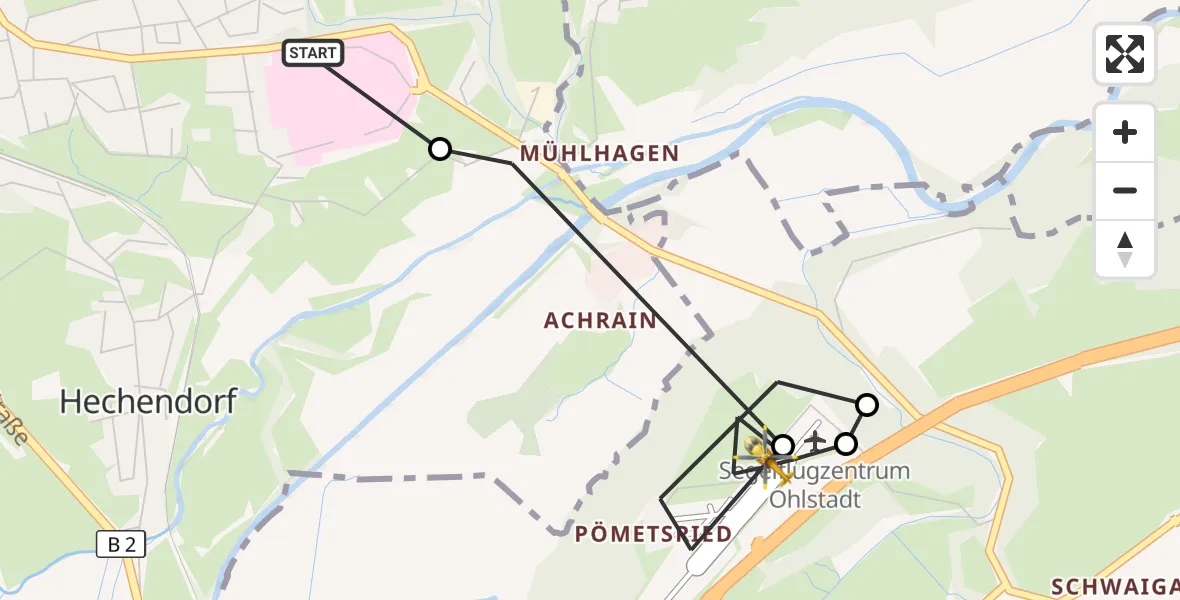 Flugroute Rettungshubschrauber Murnau Accident Hospital - Ohlstadt Flugplatz, 26 März 2026, 09:38