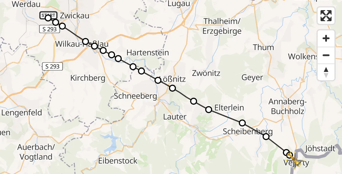 Routekaart van de vlucht: Rettungshubschrauber nach Bärenstein, Am Markt