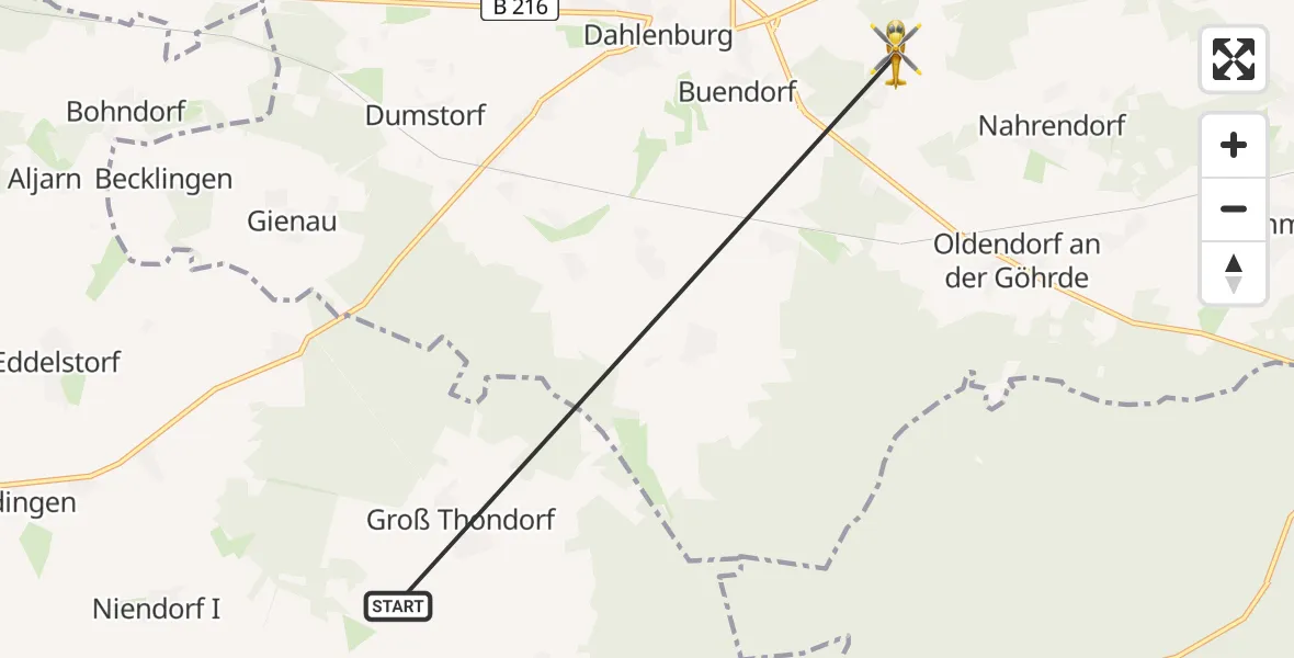 Routekaart van de vlucht: Rettungshubschrauber nach Nahrendorf, Mücklingen