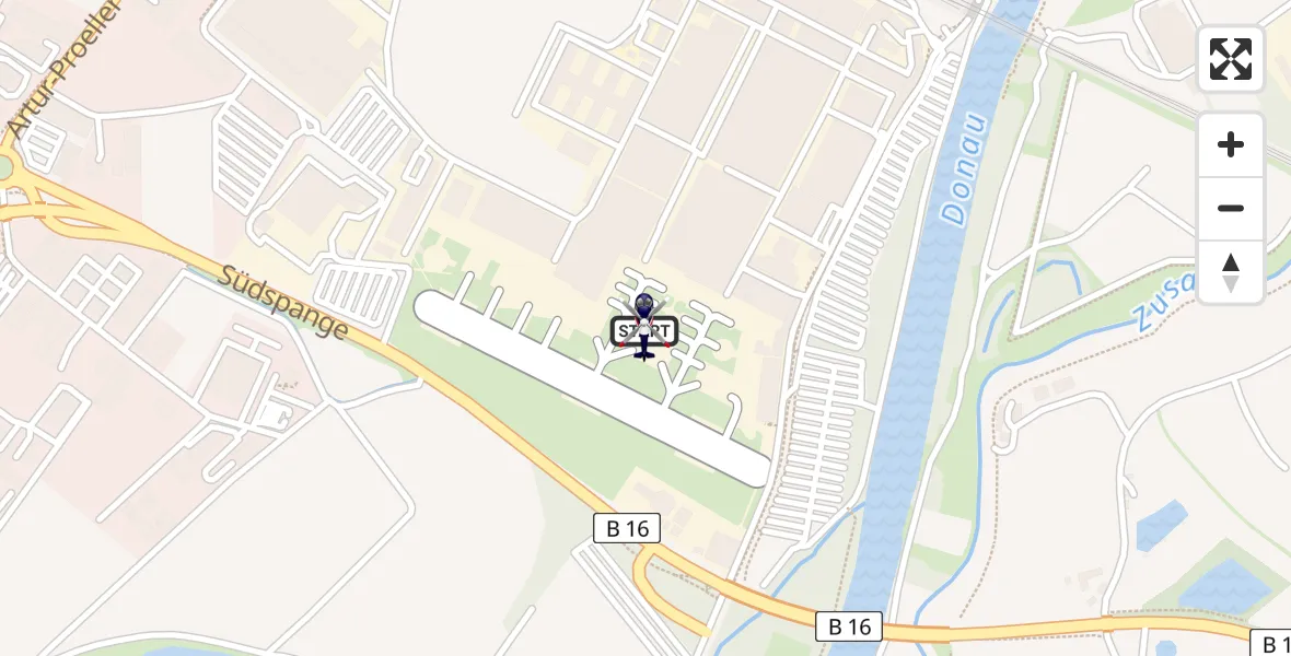 Routekaart van de vlucht: Polizeihubschrauber nach Donauwörth Hubschrauberlandeplatz