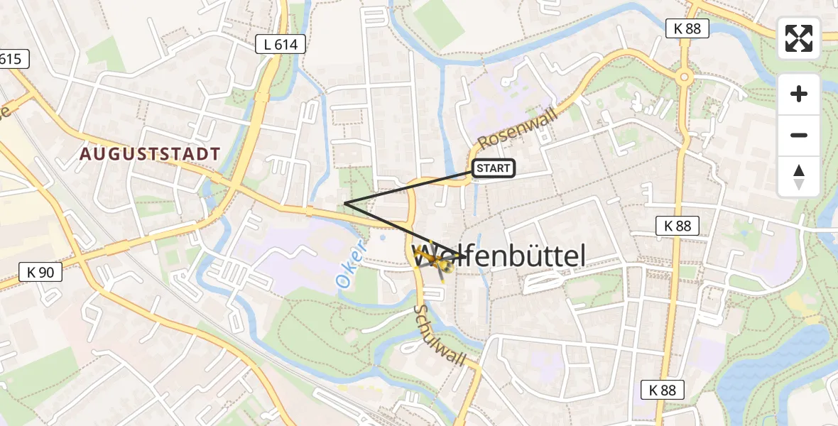 Flugroute Rettungshubschrauber Wolfenbüttel - Wolfenbüttel, 26 März 2026, 10:28