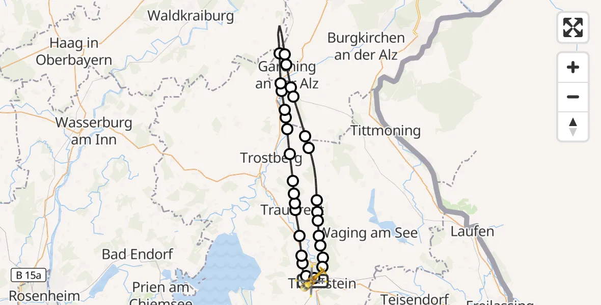 Flugroute Rettungshubschrauber Traunstein Hospital - Traunstein Hospital, 26 März 2026, 10:32