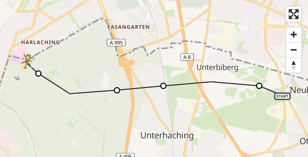 Routekaart van de vlucht: Rettungshubschrauber nach ADAC Air Rescue Center Hubschrauberlandeplatz (Christoph 1)