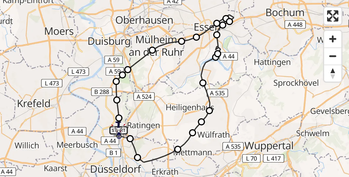 Flugroute Polizeihubschrauber Düsseldorf Flughafen - Düsseldorf Flughafen, 26 März 2026, 10:39