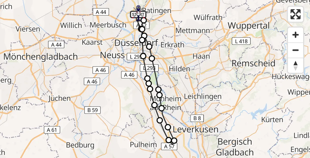 Flugroute Polizeihubschrauber Düsseldorf Flughafen - Düsseldorf Flughafen, 26 März 2026, 10:48