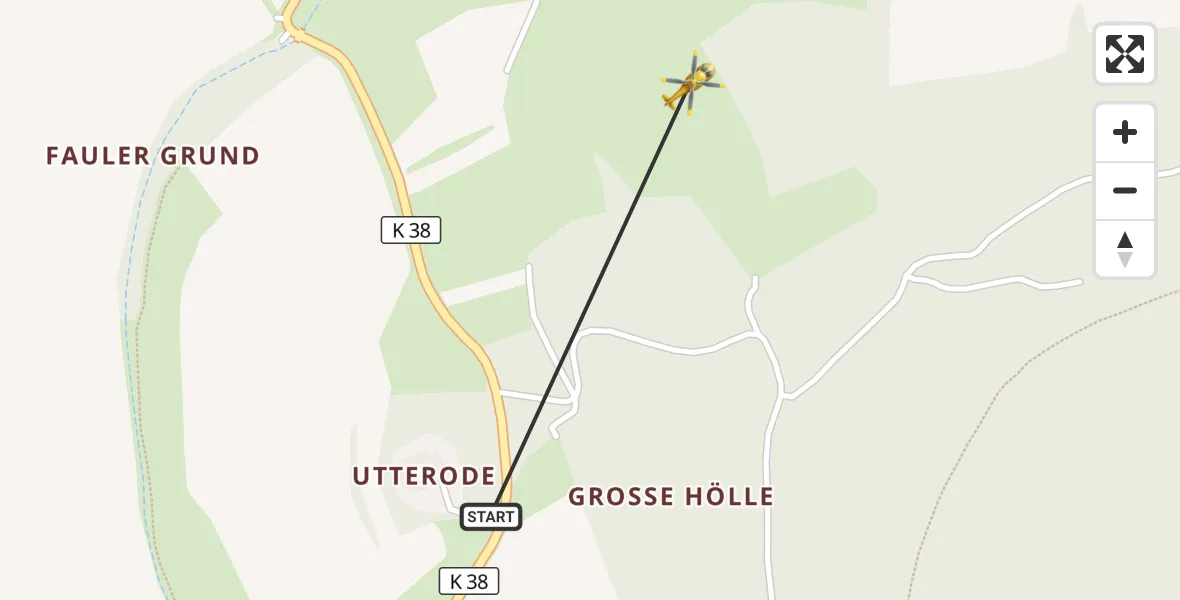Flugroute Rettungshubschrauber Rehungen - Rehungen, 26 März 2026, 10:49