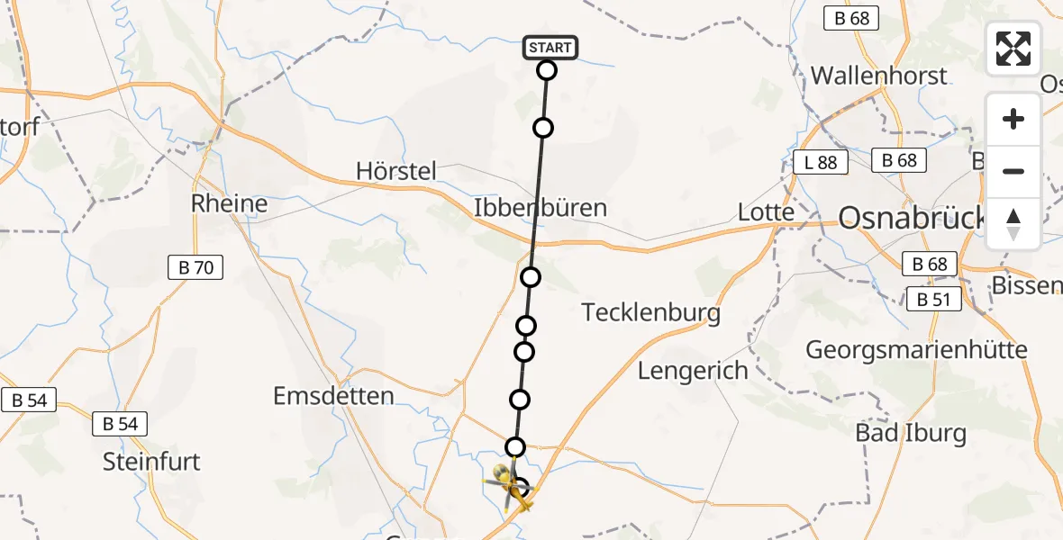 Routekaart van de vlucht: Ambulanzhubschrauber nach Christoph  Westfalen-ADAC