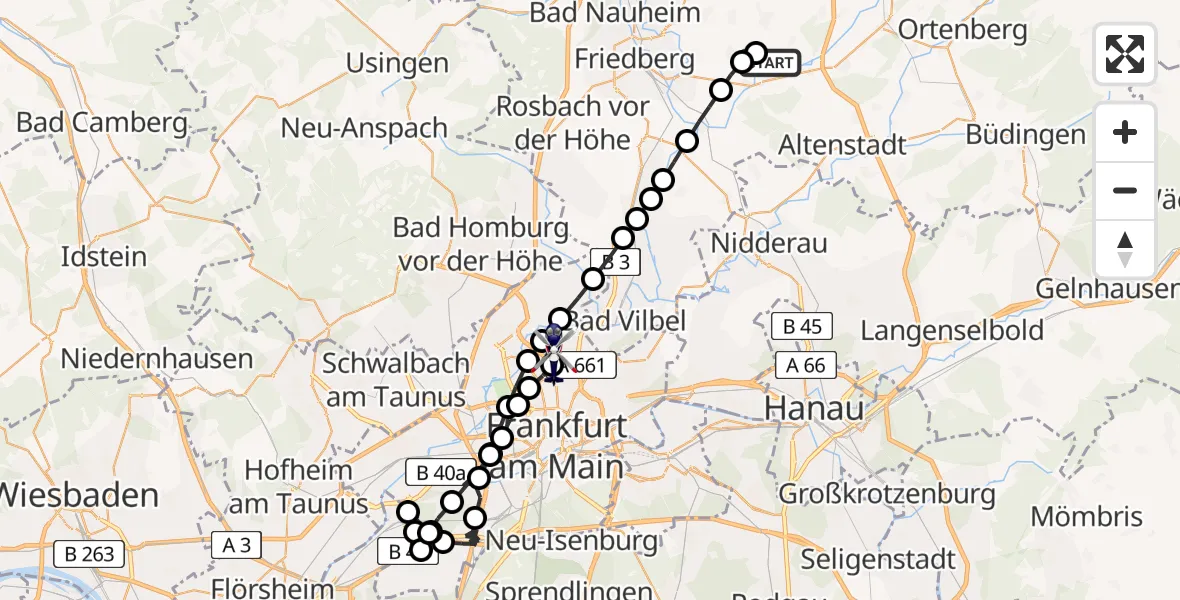 Flugroute Polizeihubschrauber Flugplatz Reichelsheim - Nord-Ost, 26 März 2026, 11:13