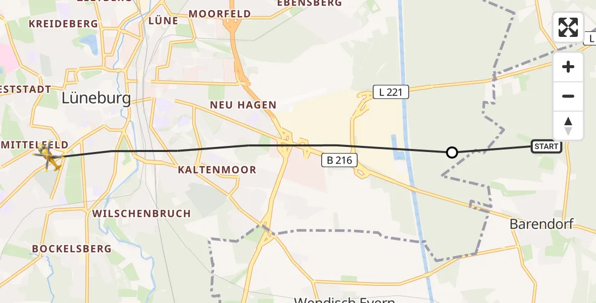 Routekaart van de vlucht: Rettungshubschrauber nach Lüneburg, Bögelstraße