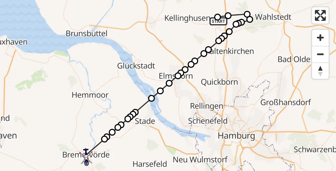 Routekaart van de vlucht: Polizeihubschrauber nach Bremervörde, Osterfeld