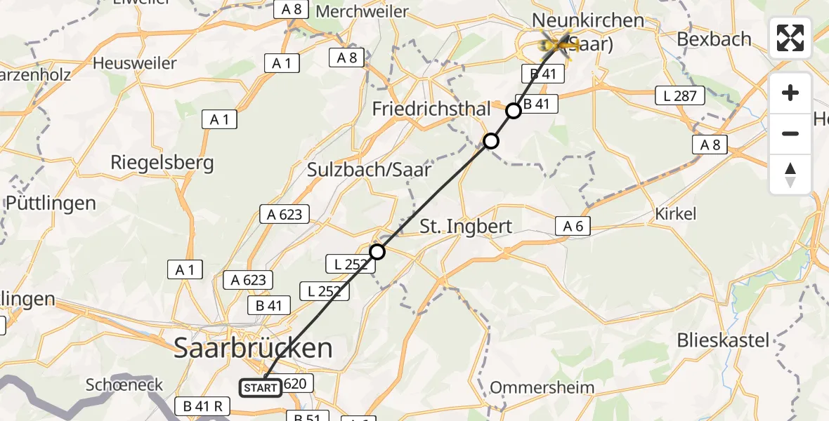 Routekaart van de vlucht: Rettungshubschrauber nach Neunkirchen, Winterberg