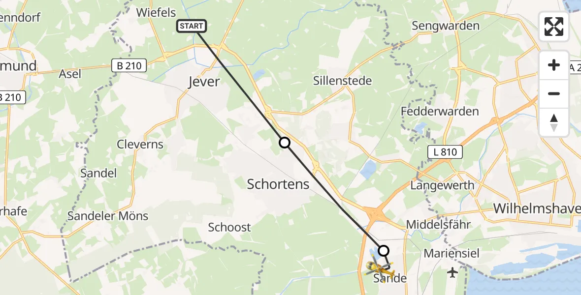Routekaart van de vlucht: Rettungshubschrauber nach Sande, Am Gut Sanderbusch