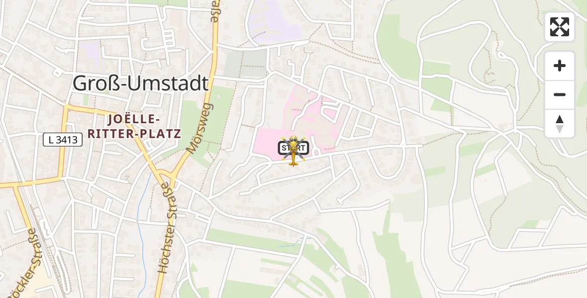 Routekaart van de vlucht: Rettungshubschrauber nach Groß-Umstadt, Krankenhausstraße
