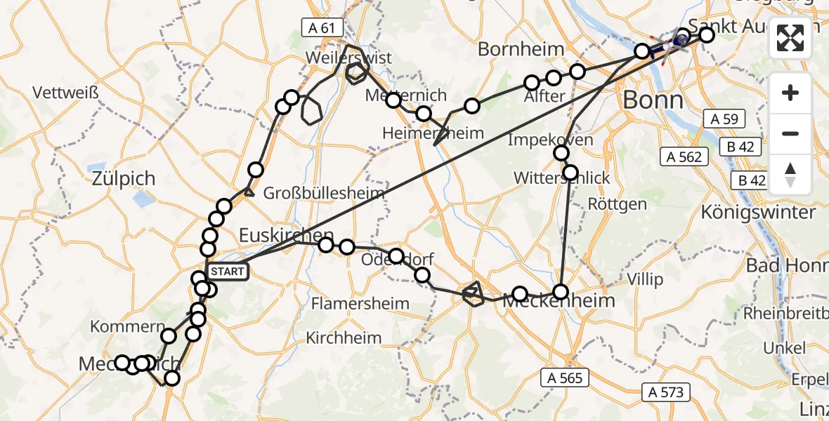 Flugroute Polizeihubschrauber Euskirchen - Bonn, 26 März 2026, 13:52