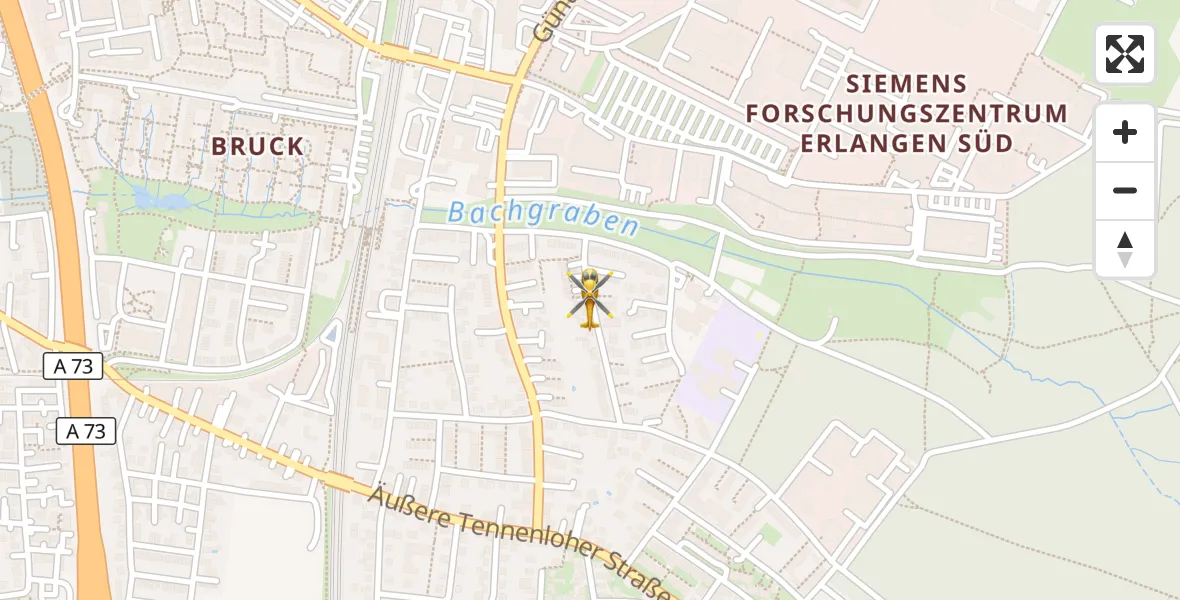 Flugroute Rettungshubschrauber Erlangen - Erlangen, 26 März 2026, 14:13