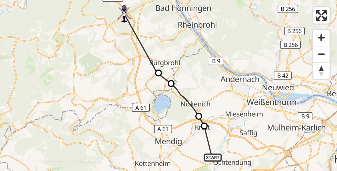 Routekaart van de vlucht: Polizeihubschrauber nach Koisdorf, L 86